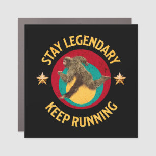 Funny Bigfoot Running Motivation Car Magnet