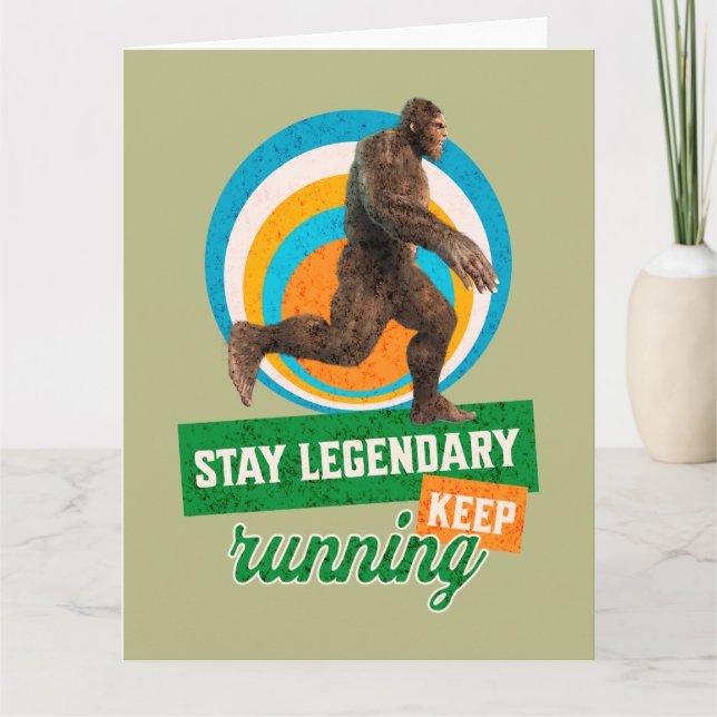 Funny Bigfoot Running Motivation Card (Front)
