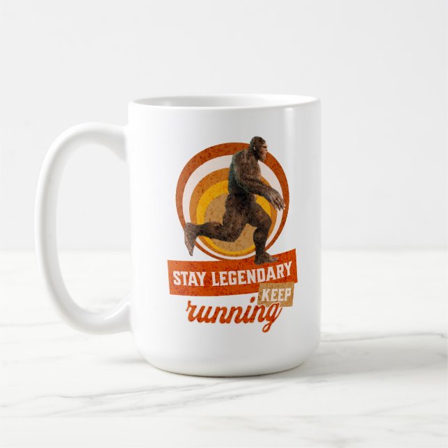 Funny Bigfoot Running Motivation Coffee Mug (Left)