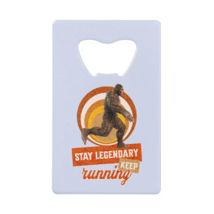 Funny Bigfoot Running Motivation Credit Card Bottle Opener
