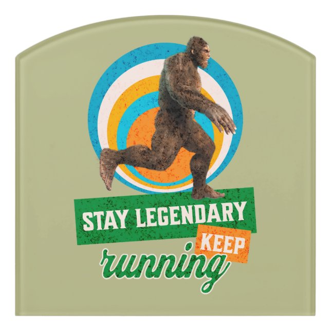 Funny Bigfoot Running Motivation Door Sign (Contour Front)