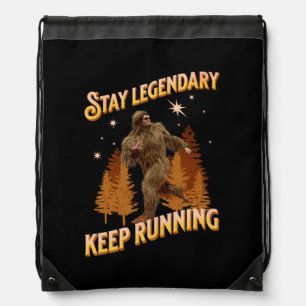 Funny Bigfoot Running Motivation Drawstring Bag