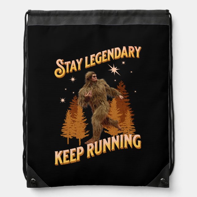 Funny Bigfoot Running Motivation Drawstring Bag (Front)