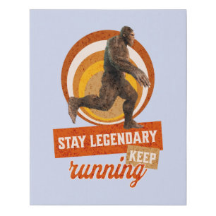 Funny Bigfoot Running Motivation Faux Canvas Print