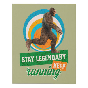 Funny Bigfoot Running Motivation Faux Canvas Print