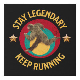 Funny Bigfoot Running Motivation Faux Canvas Print