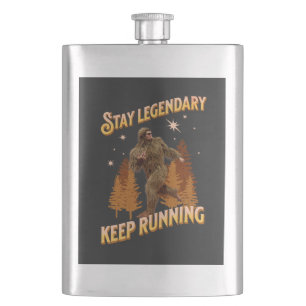 Funny Bigfoot Running Motivation Flask