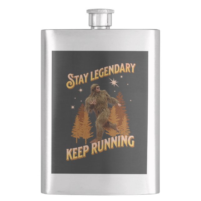 Funny Bigfoot Running Motivation Flask (Front)