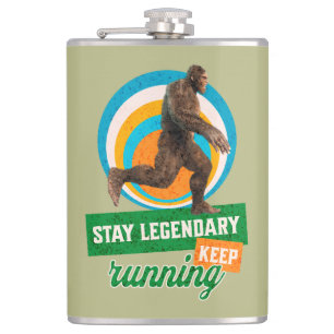 Funny Bigfoot Running Motivation Flask