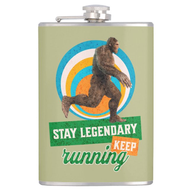 Funny Bigfoot Running Motivation Flask (Front)