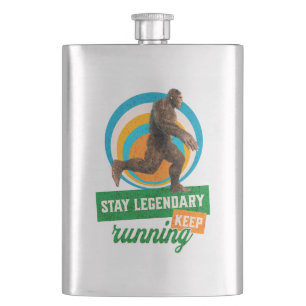 Funny Bigfoot Running Motivation Flask