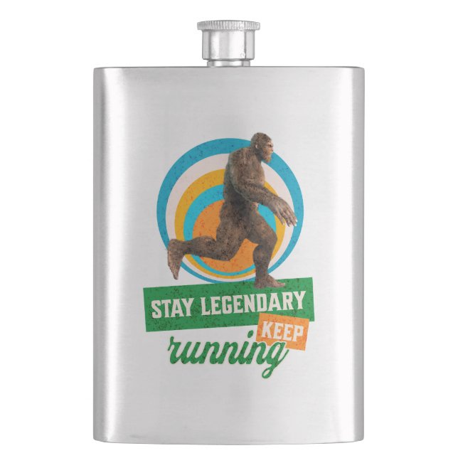 Funny Bigfoot Running Motivation Flask (Front)