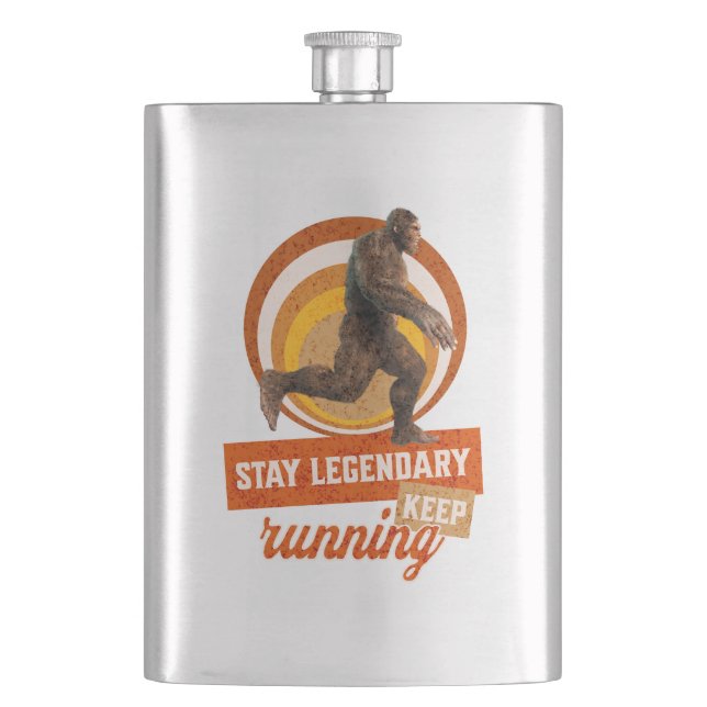 Funny Bigfoot Running Motivation Flask (Front)