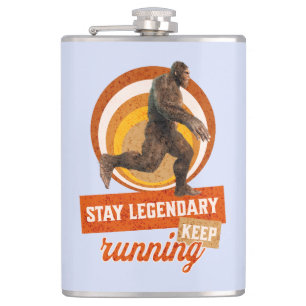 Funny Bigfoot Running Motivation Flask