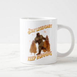 Funny Bigfoot Running Motivation Giant Coffee Mug