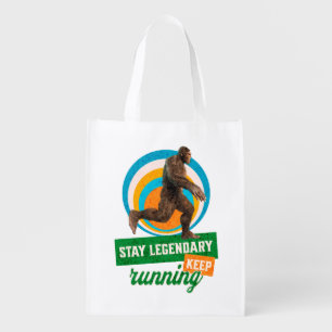 Funny Bigfoot Running Motivation Grocery Bag