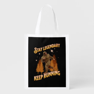 Funny Bigfoot Running Motivation Grocery Bag
