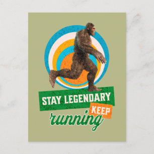 Funny Bigfoot Running Motivation Holiday Postcard