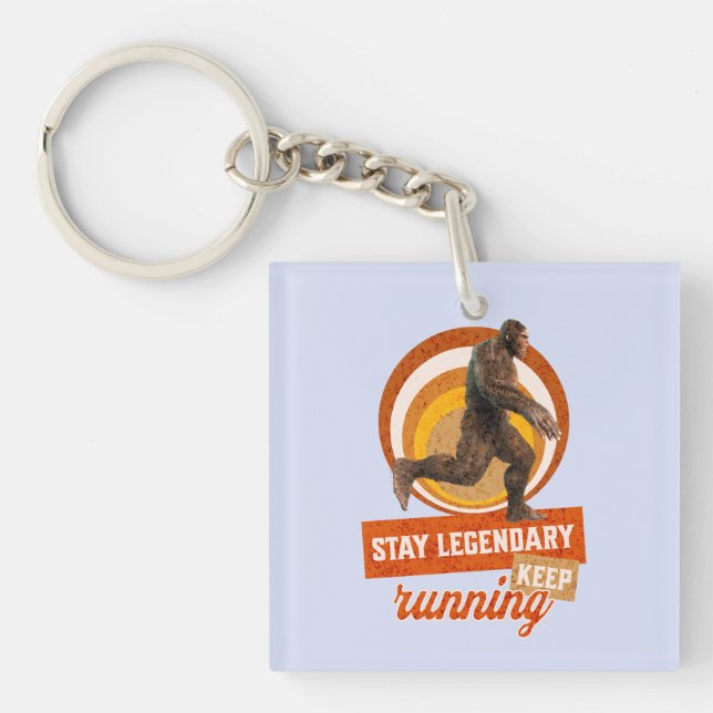 Funny Bigfoot Running Motivation Keychain (Front)