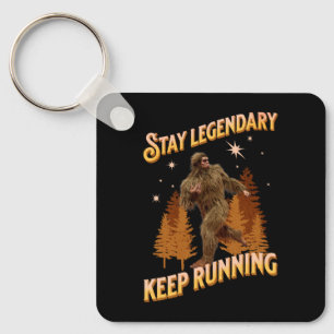Funny Bigfoot Running Motivation Keychain