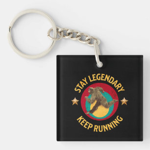 Funny Bigfoot Running Motivation Keychain