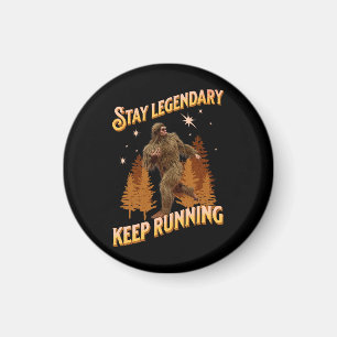 Funny Bigfoot Running Motivation Magnet