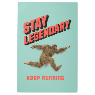 Funny Bigfoot Running Motivation Metal Print