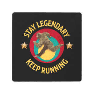 Funny Bigfoot Running Motivation Metal Print