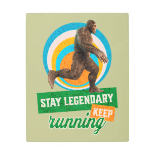 Funny Bigfoot Running Motivation Metal Print