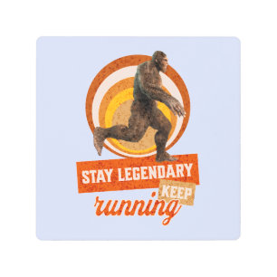 Funny Bigfoot Running Motivation Metal Print