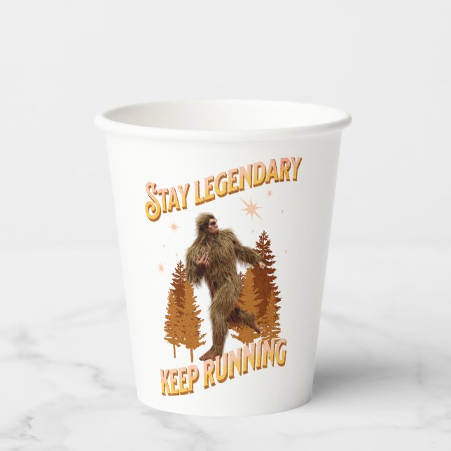 Funny Bigfoot Running Motivation Paper Cups (Front)