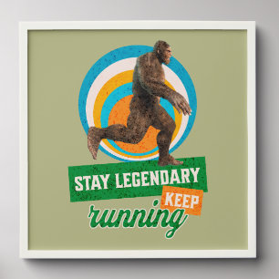 Funny Bigfoot Running Motivation Peel And Stick Photo Tile