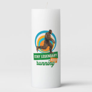 Funny Bigfoot Running Motivation Pillar Candle