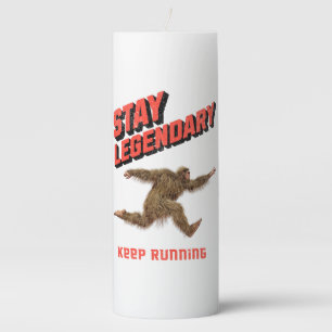 Funny Bigfoot Running Motivation Pillar Candle