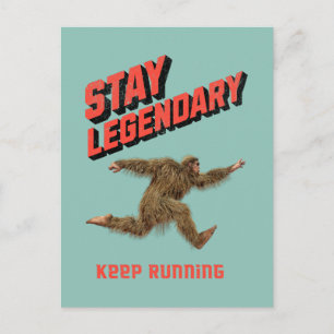 Funny Bigfoot Running Motivation Postcard