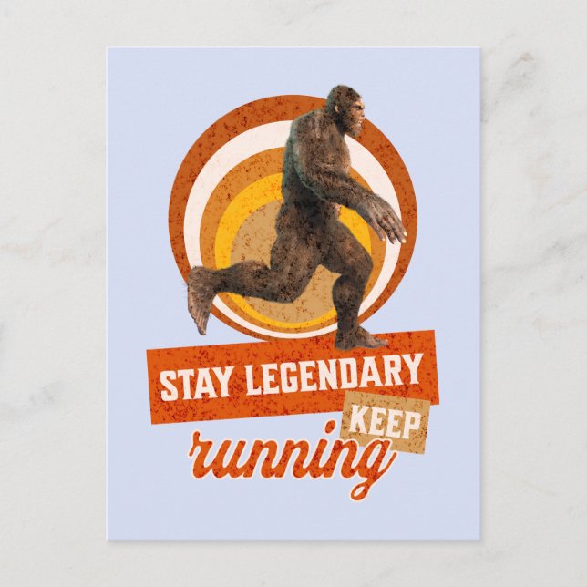 Funny Bigfoot Running Motivation Postcard (Front)
