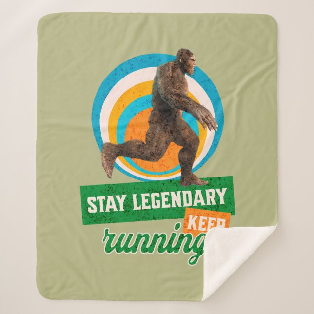 Funny Bigfoot Running Motivation Sherpa Blanket (Front)