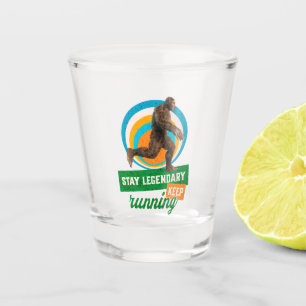 Funny Bigfoot Running Motivation Shot Glass