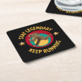 Funny Bigfoot Running Motivation Square Paper Coaster | Zazzle