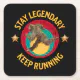 Funny Bigfoot Running Motivation Square Paper Coaster | Zazzle