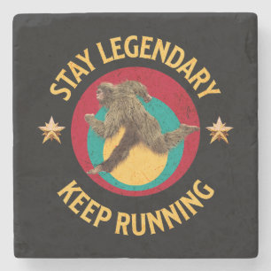 Funny Bigfoot Running Motivation Stone Coaster