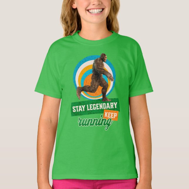 Funny Bigfoot Running Motivation T-Shirt (Front)