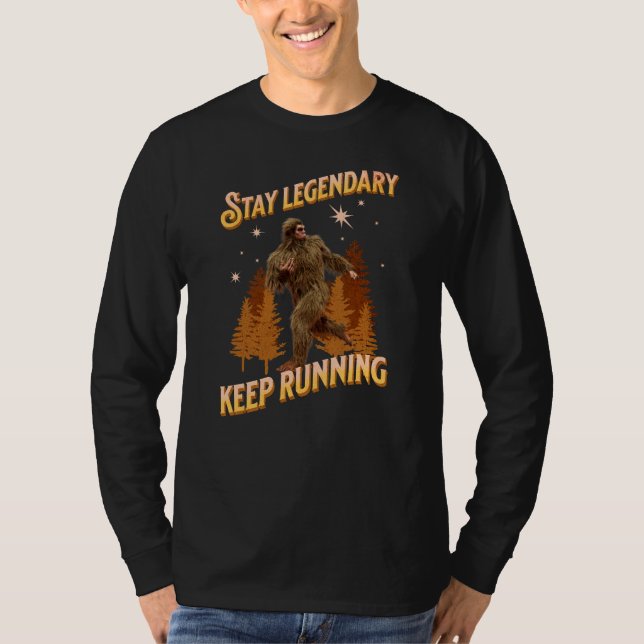 Funny Bigfoot Running Motivation T-Shirt (Front)