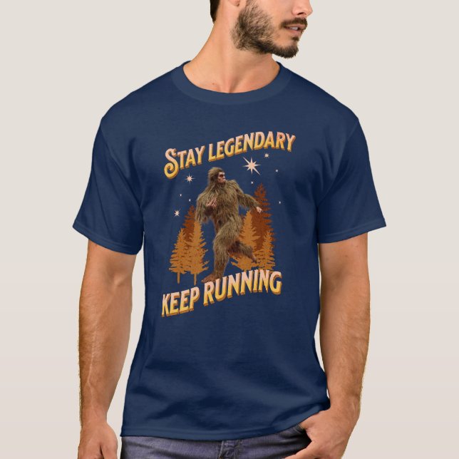 Funny Bigfoot Running Motivation T-Shirt (Front)