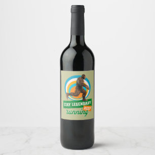 Funny Bigfoot Running Motivation Wine Label