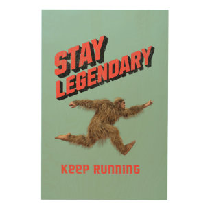 Funny Bigfoot Running Motivation Wood Wall Art