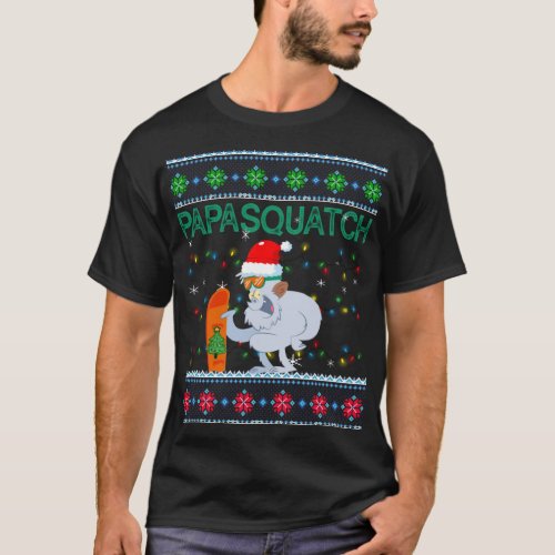 funny Bigfoot Santa Ugly Christmas Pajamas Dad  T_Shirt