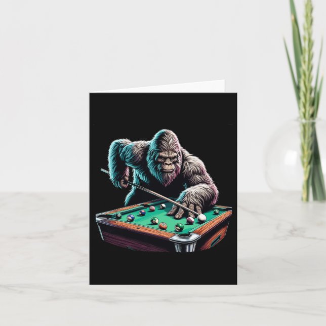 Funny Bigfoot Sasquatch Billiards Pool Player Men  Card (Front)