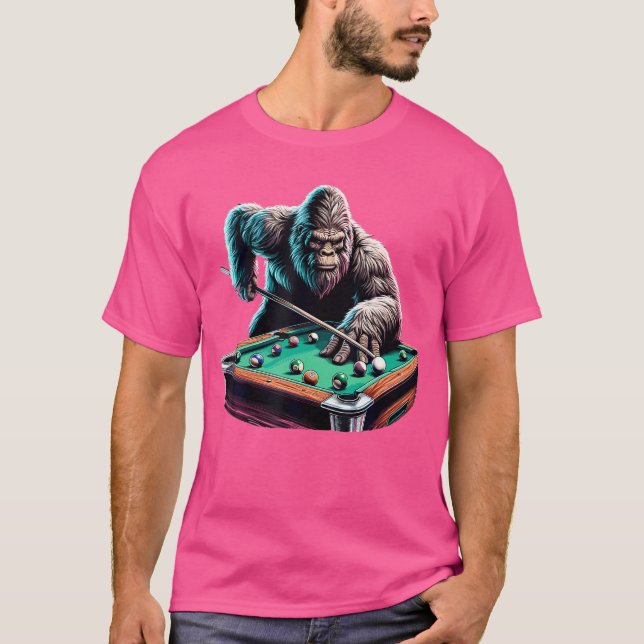 Funny Bigfoot Sasquatch Billiards Pool Player Men  T-Shirt (Front)