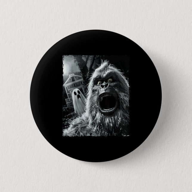 Funny Bigfoot Sasquatch Halloween  Button (Front)